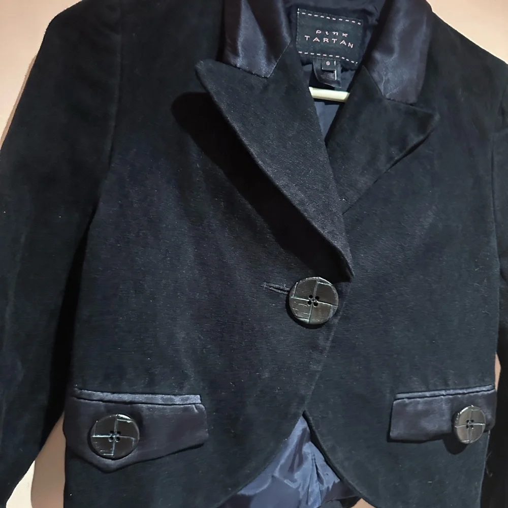 Pink Tartan blue velvety jacket